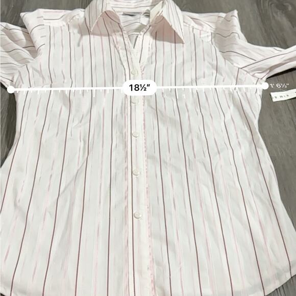 Kim Rogers White & Pink Striped Long Sleeve Button Down Shirt Size M‎ - Picture 11 of 13